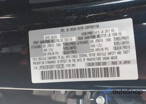 2024 Mazda Cx-90 3.3 Turbo Preferred from USA, damaged, VIN JM3KKBHD8R1168036